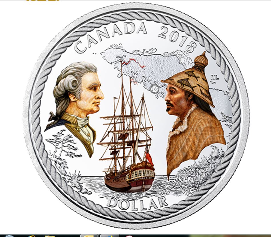 Chief Maquinna/Captain Cook Canadian Commemorative coin released Ha